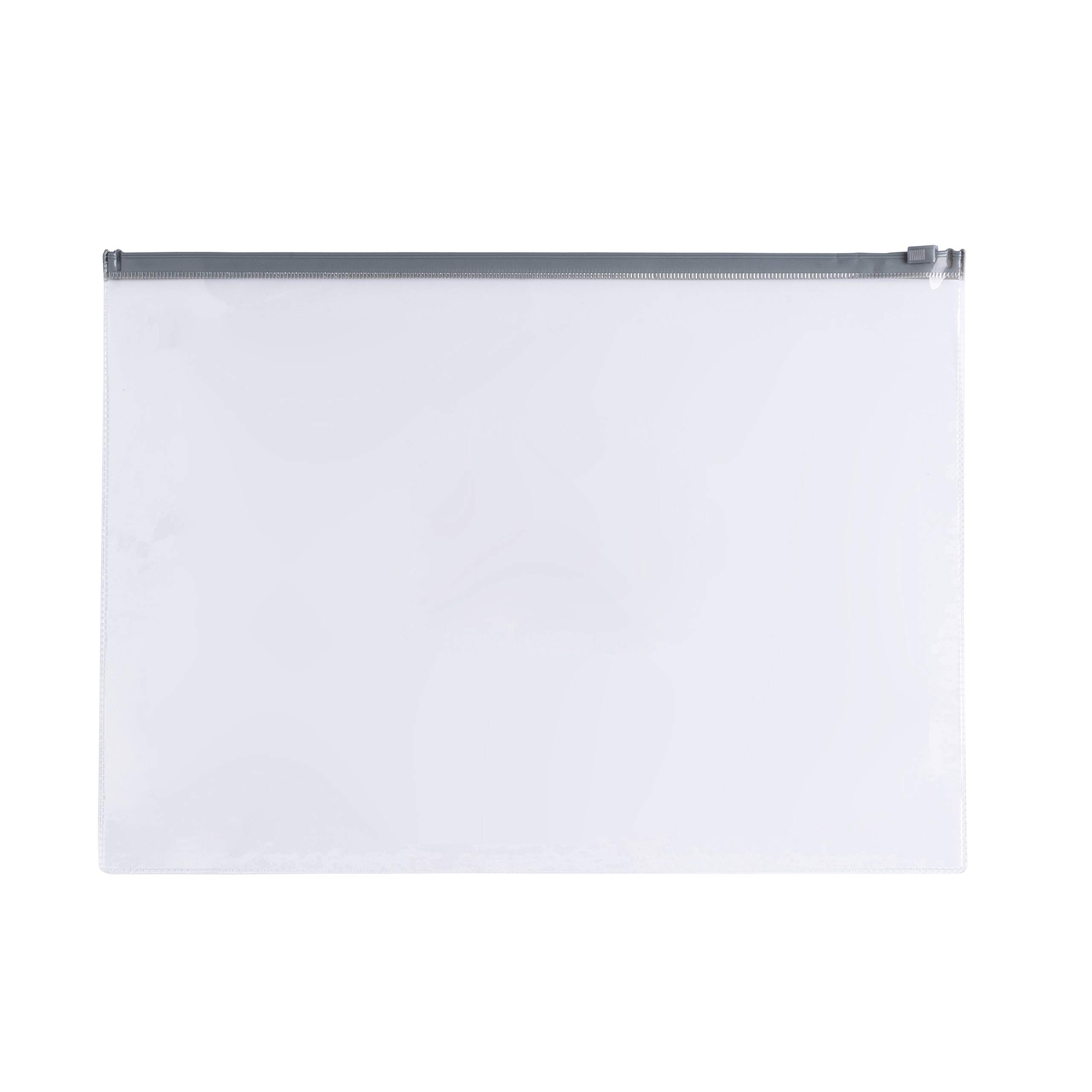 Pack of 12 A6 Clear Zippy Bags with Grey Zip