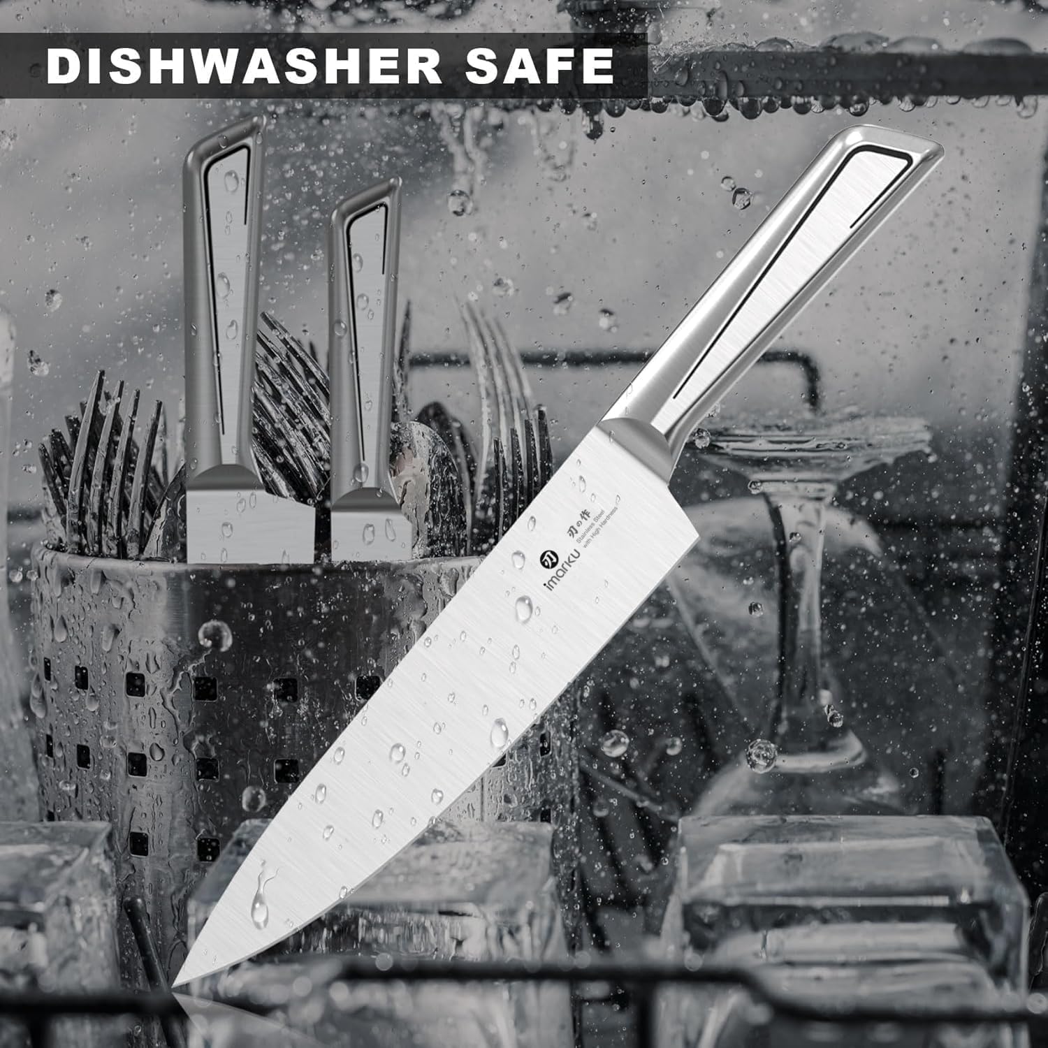 imarku 14-Piece Knife Set with Block, Built-in Sharpener, High Carbon Stainless Steel Kitchen Knives, Dishwasher Safe, Rust Resistant, Non-Slip Handle – Gift for Home Cooks & Chefs, White - Image 7