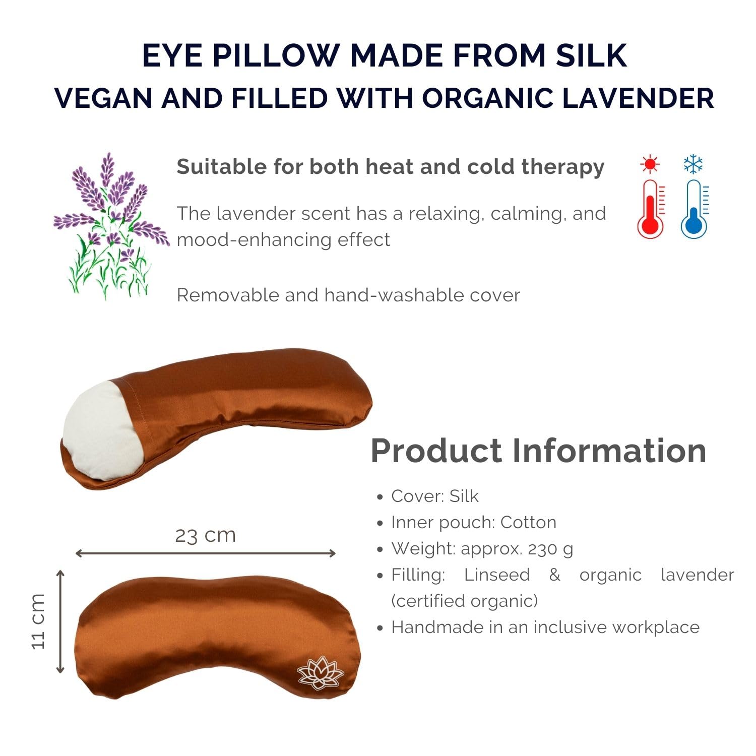 Bodhi almohada suave para los ojos con relleno de lavanda y linaza | máscara para los ojos para yoga, relajación y meditación | funda de maco satén o seda | bienestar para el hogar
