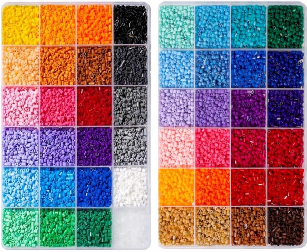 7200+ Pcs 2.6mm Fuse Beads Kit for Adults, 24 Colors, 300+ Beads of Each Color, 2.6mm Fuse Beads Refill Box,DIY Pixel Art Craft Set for Handmade Gifts, Decor and Creative(No Other Tools)