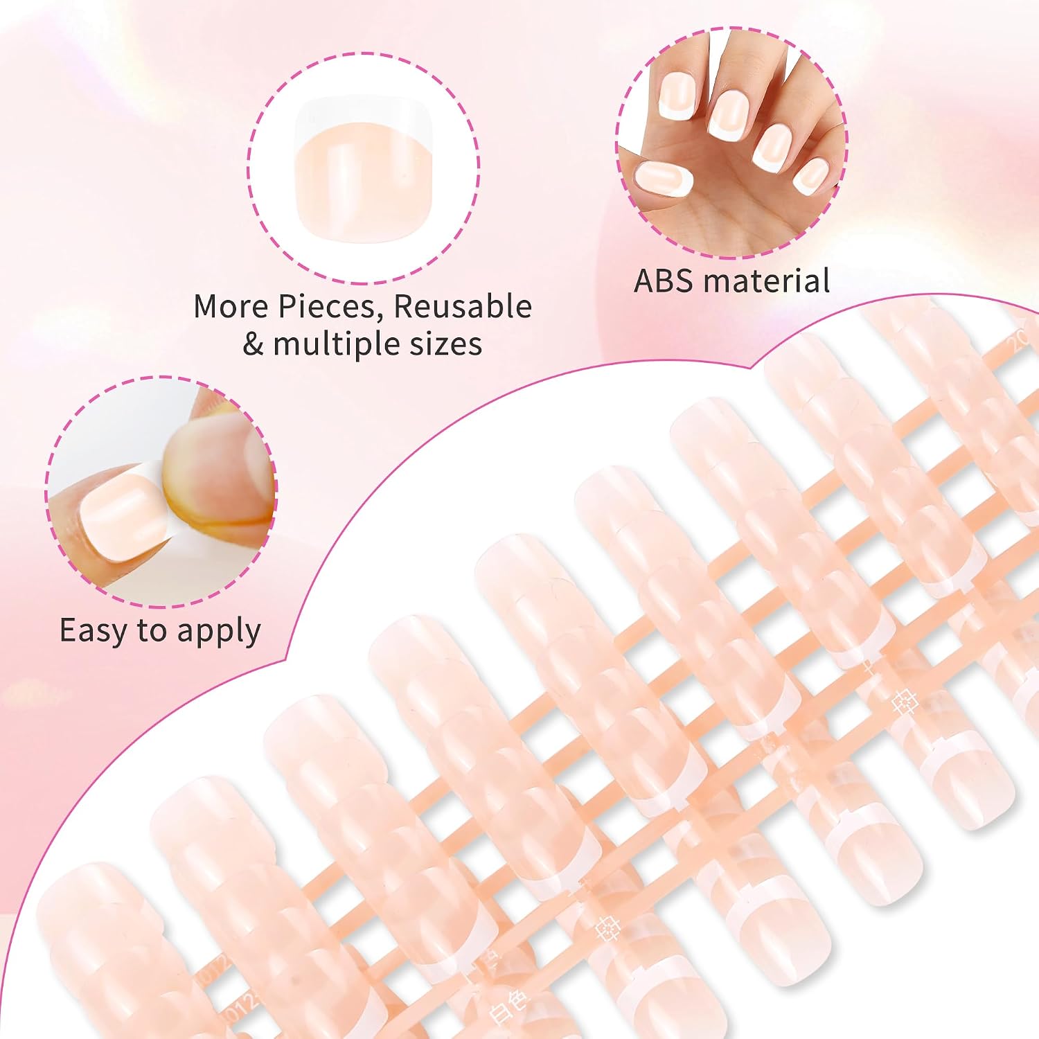 120pcs 5 Pack Kids Fake Nails Press on Full Cover Classic French Short False Nail for Kids Art Kits Set, Nude French