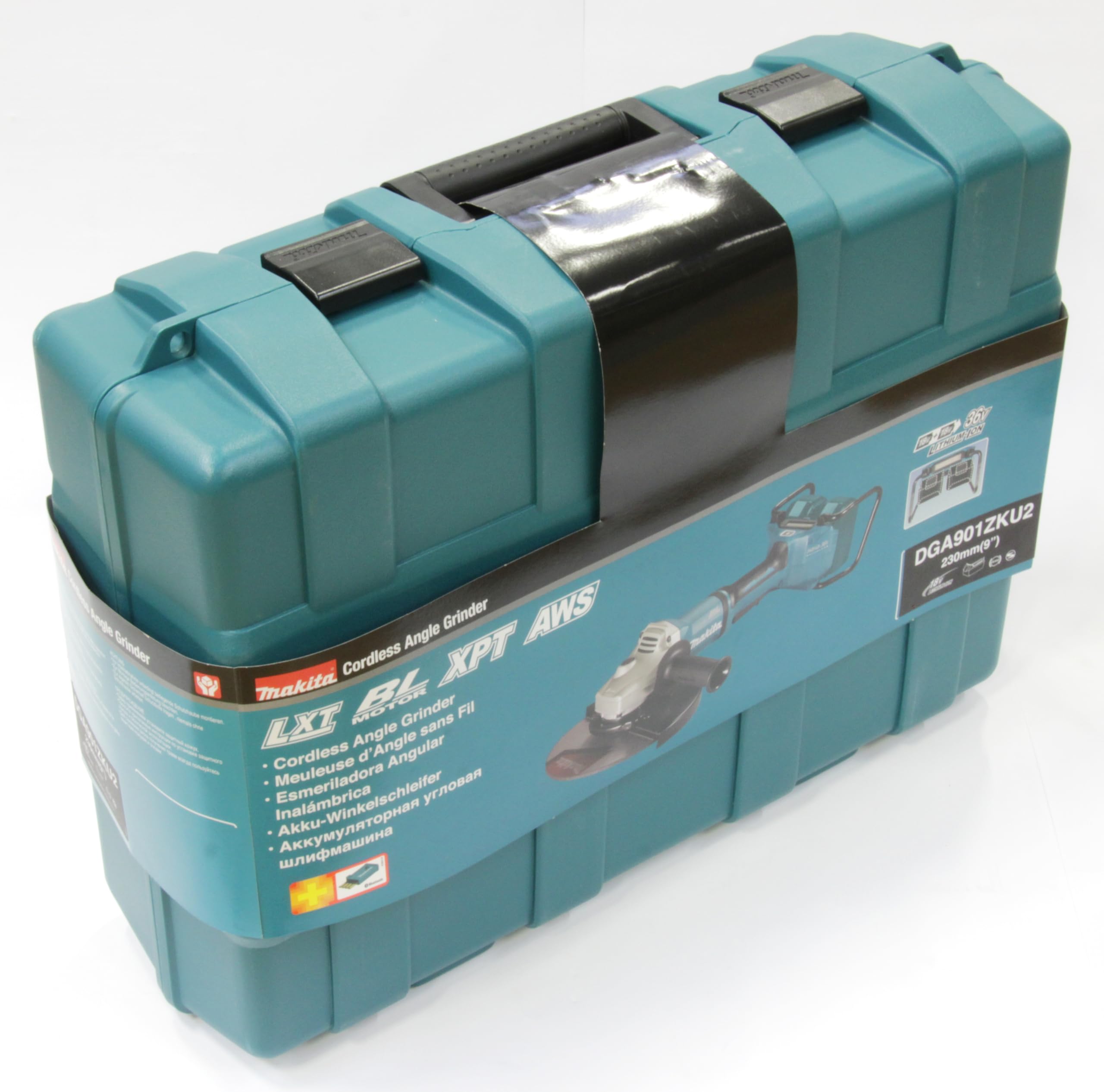 Makita DGA901ZKU2 akumulatorowa szlifierka kątowa 2 x 18 V z Bluetooth (bez akumulatora, bez ładowarki) w walizce transportowej