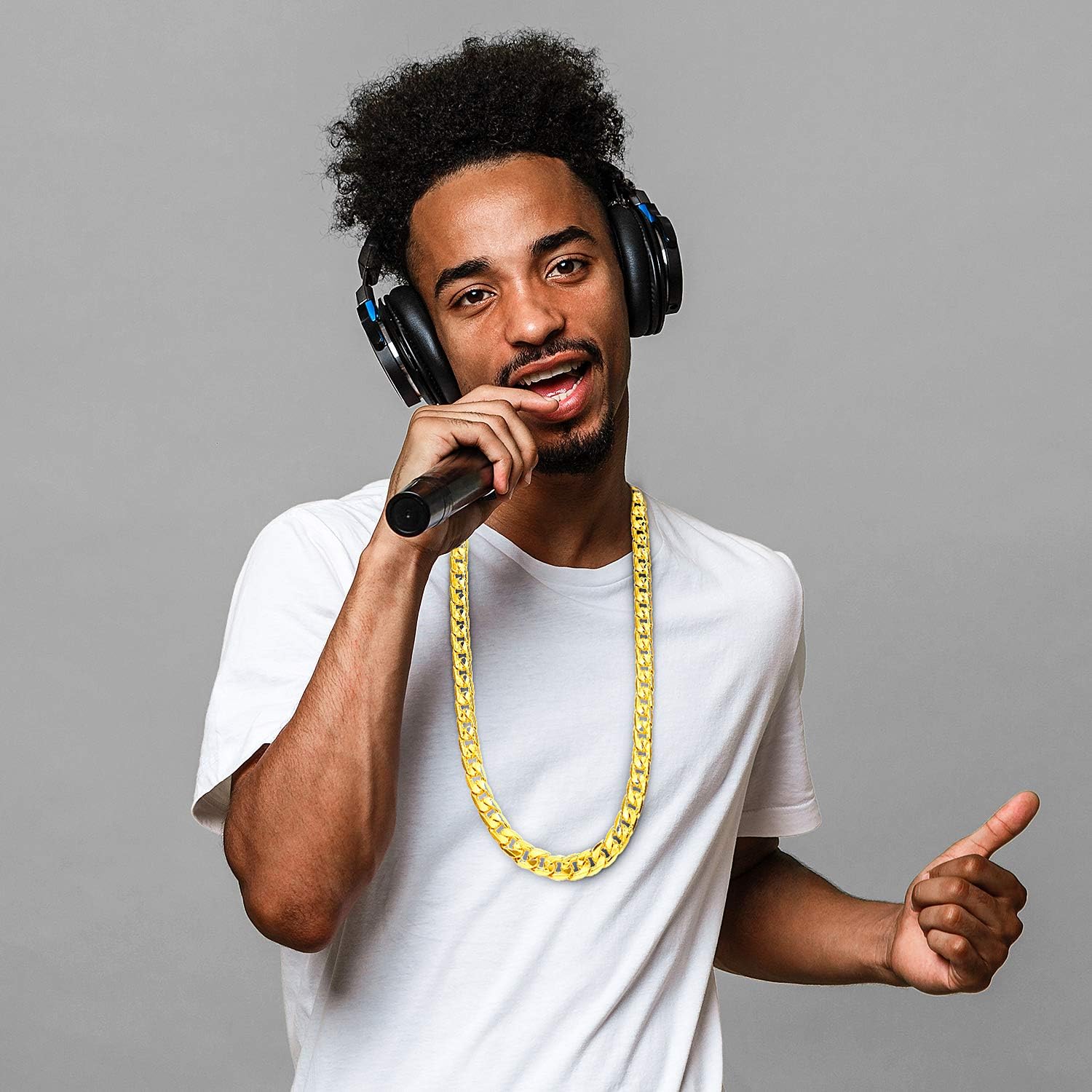 Gejoy 4 Pieces Fake Gold Chains Stainless Steel Chunky Necklace Faux 80s, 90s Gold Chain for Hip Hop Rapper Party Favors, 8 mm 24 Inch Long - Image 5