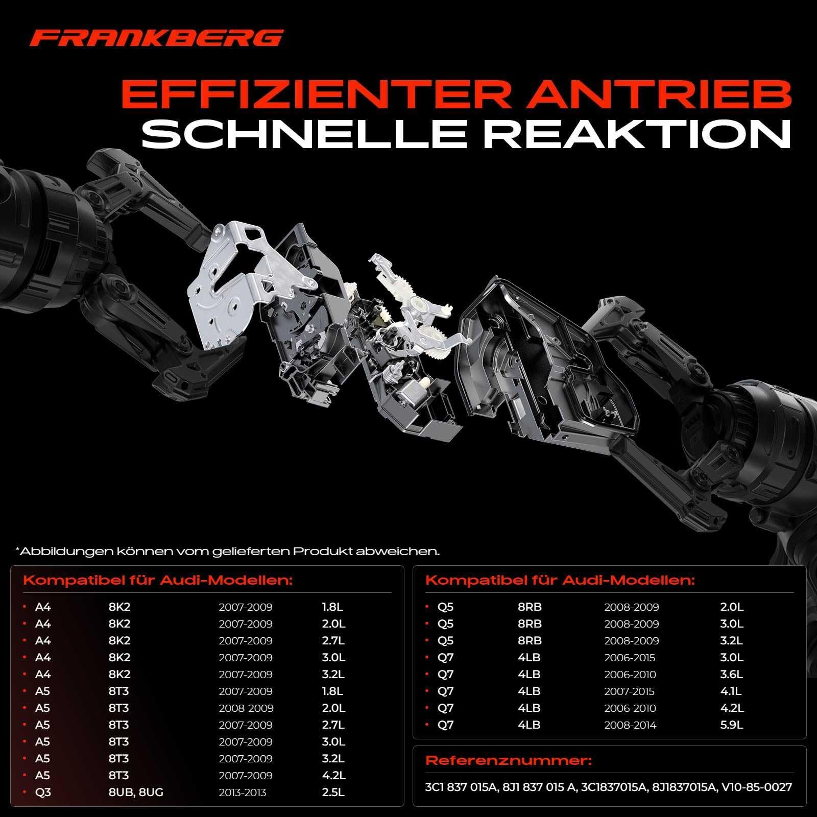 Frankberg Stellmotor Türschloss 9-Polig Vorne Links Kompatibel mit A4 8K2 B8 A4 Allroad 8KH B8 A4 Avant 8K5 B8 2007-2009 A5 8T3 8TA 2007-2012 Replace# 8J1837015A, Metallic