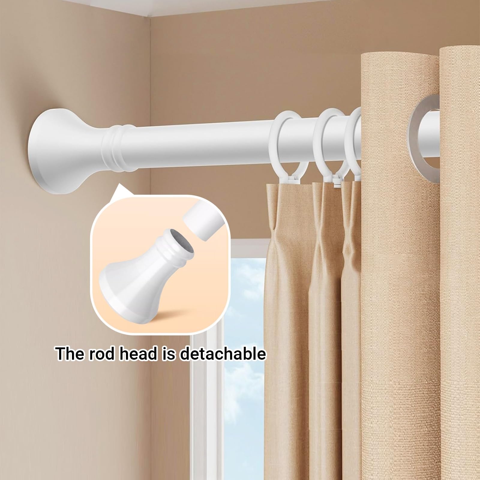 Barra de cortina de ducha ajustable, extralarga, 360-490 cm, acero inoxidable, 32 mm de diámetro, expandible, ideal para baños y cocinas, fácil instalación