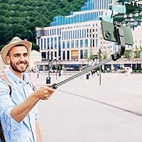 Vista 2 de Trakxy Trípodes para selfie stick para iPhone y Android con control remoto 3 en 1 extensible Bluetooth Selfie Stick Trípode, soporte portátil