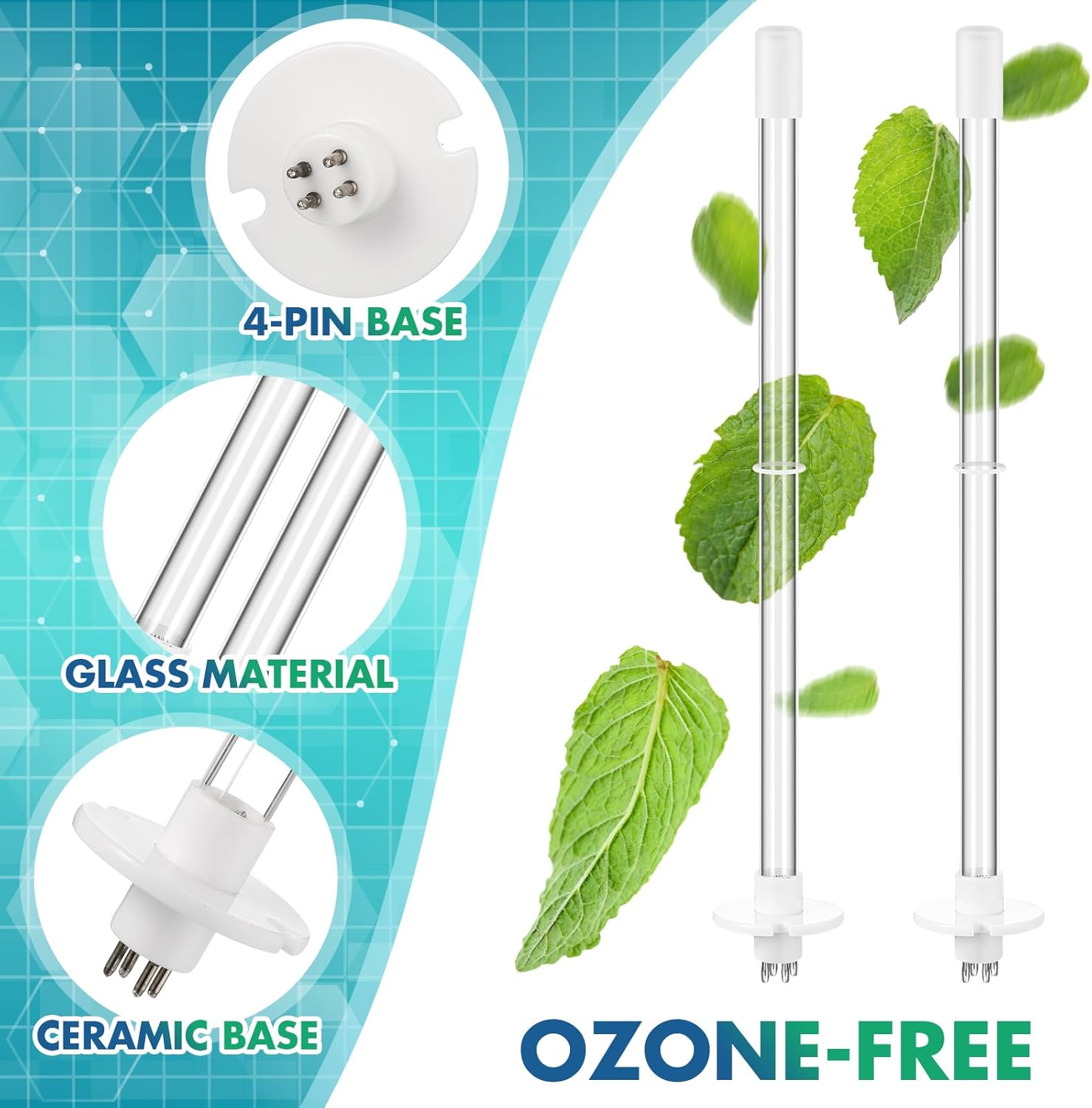 Qualirey 2 Pcs 14" UV Light Replacement Bulb 4 Pin Base 254NM 18W UV Lamp for AC HVAC
