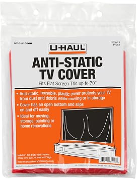U-Haul Anti-Static TV Cover Fits Flat Screens up to 70" - 70" x 42" 1-Pack