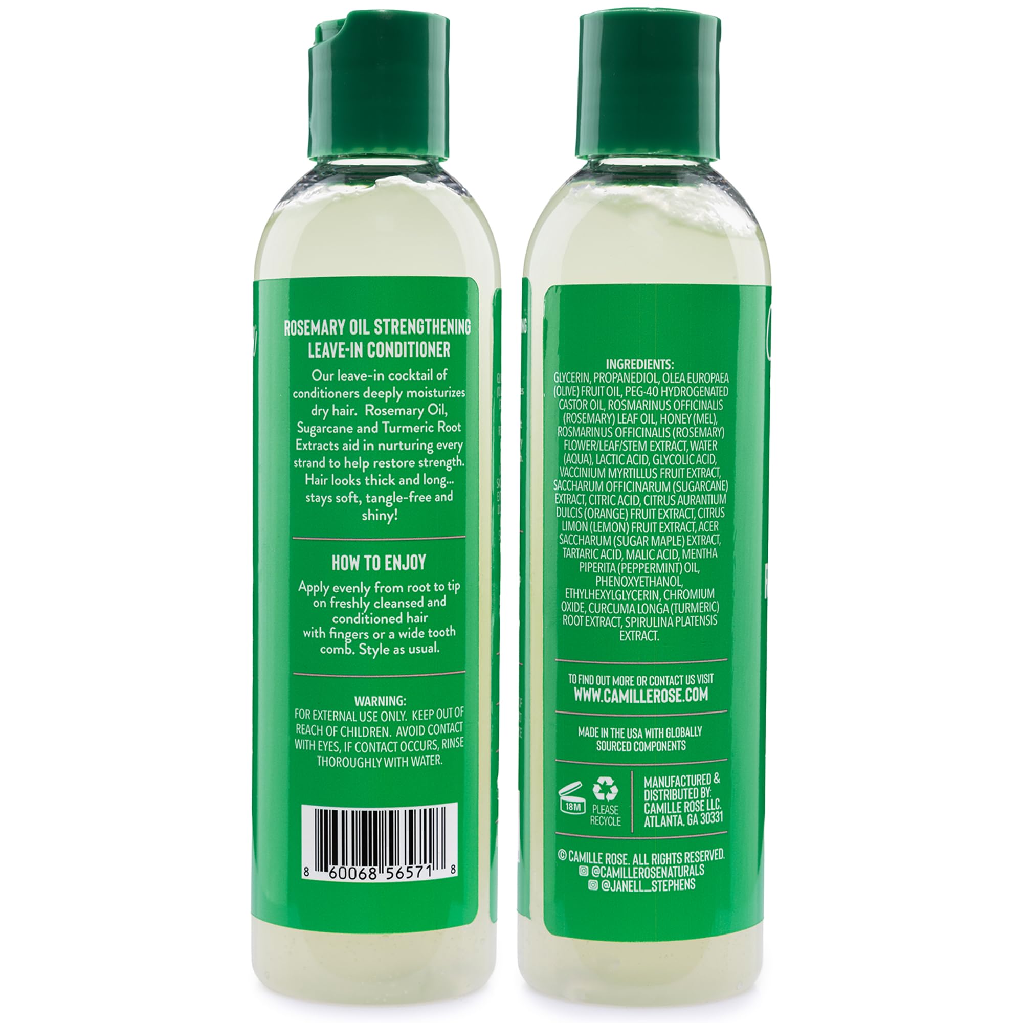 Camille Rose Leave-In Conditioner with Rosemary Oil, 8 Fl Oz