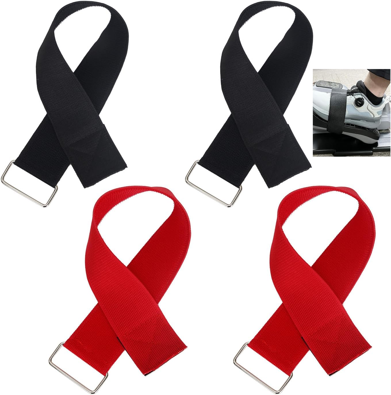 4 Pack Under Desk Elliptical Machine Traction Straps Ellipse Leg Exerciser Pedal Band Foot Strap for Senior Under Desk Machine Electric Ellipse Leg Exerciser Electric Seated Pedal Exerciser