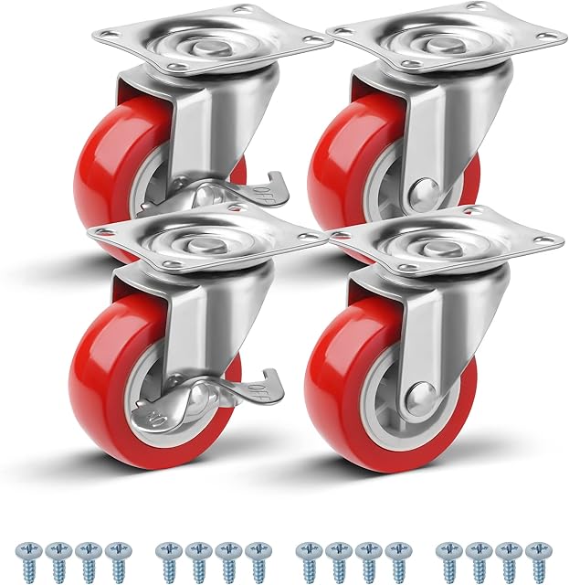 WISD Set of 4 Furniture Castors 50mm, Swivel Castors with 2 Brake up to 140 kg, Silent Swivel casters for Indoor and Outdoor Use