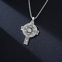 Vista 6 de SIMONLY Collar de crucifijo de San Benito de plata de ley 925, colgante de cruz de Ankh, joyería de cruz