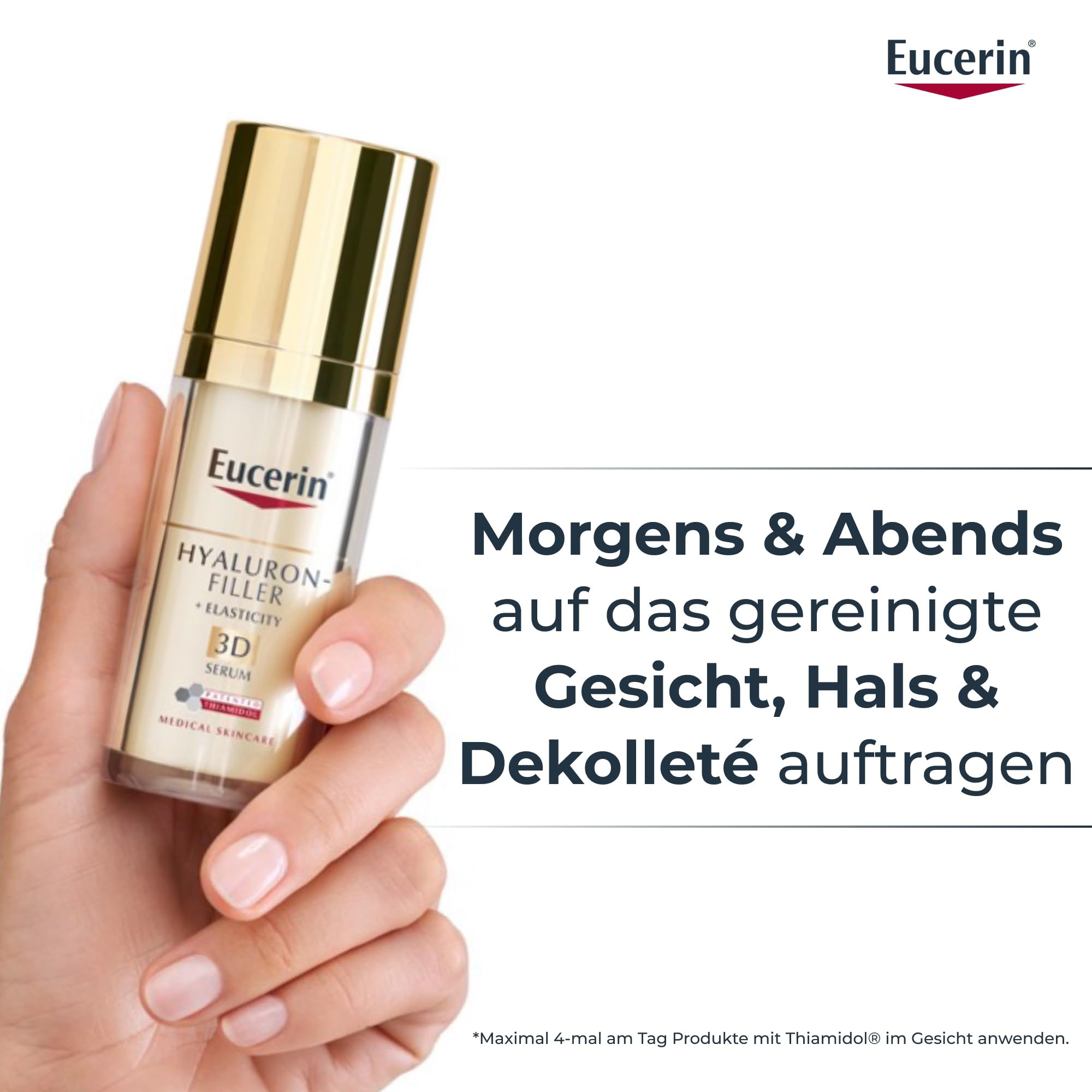 Eucerin Hyaluron-Filler + Elasticity 3D Serum 30 ml, Anti Aging Pflege | Gesichtsserum reduziert Pigmentflecken & tiefe Falten, verbessert die Hautelastizität, mit Hyaluronsäure & Thiamidol