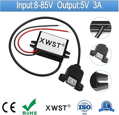 Vista 9 de DC 8-85V a 5V Convertidor USB 12V 24V 36V 48V 60V 72V a 5V 3A 15W con adaptador de corriente de salida micro y USB, convertidor de voltaje Buck