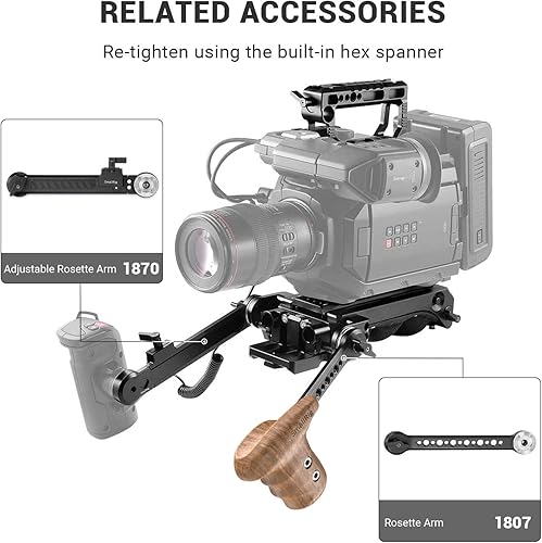Miniatura 6 de SMALLRIG 1891 - Agarradera de madera para lateral izquierdo con roseta para equipo de soporte de hombro para cámara (mano izquierda)