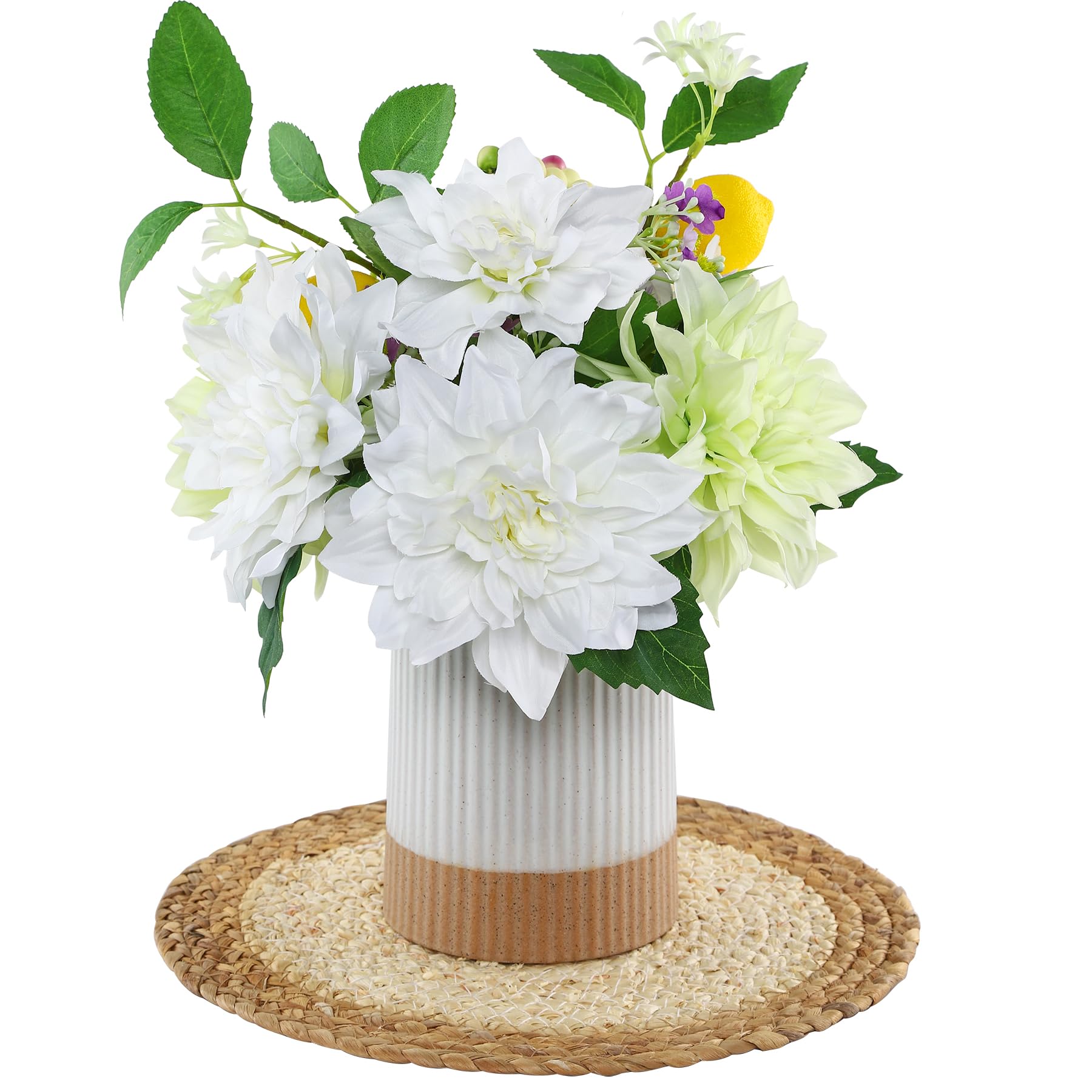 Vase en céramique et fleurs artificielles de haute qualité pour une table de salle à manger