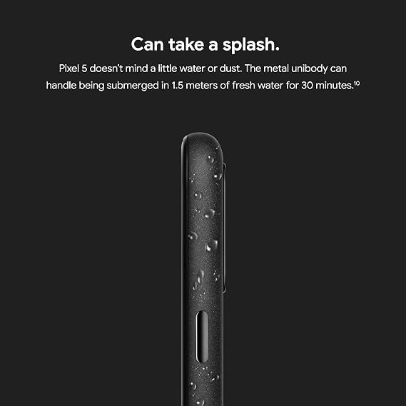 Google Pixel 5 - 5G Android Phone - Water Resistant - Unlocked Smartphone with Night Sight and Ultrawide Lens - Just Black