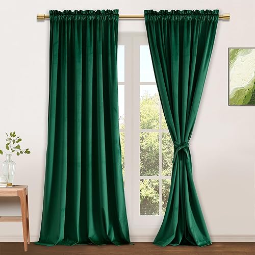 Miniatura 344 de Cortinas de terciopelo JIUZHEN, cortinas opacas suaves de terciopelo retro para dormitorio, cortinas elegantes con reducción de ruido y Rosa