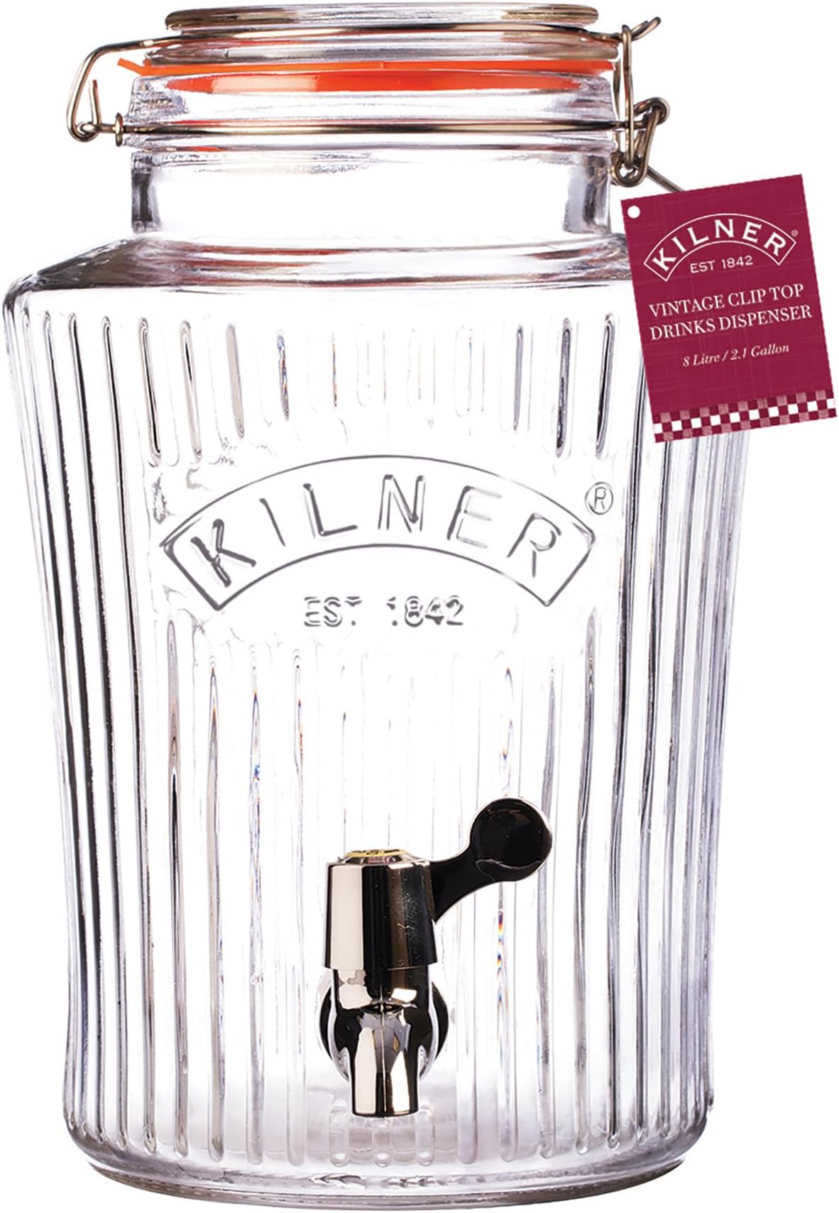 Kilner Vintage Drinks Dispenser, 5 Liters, Silver