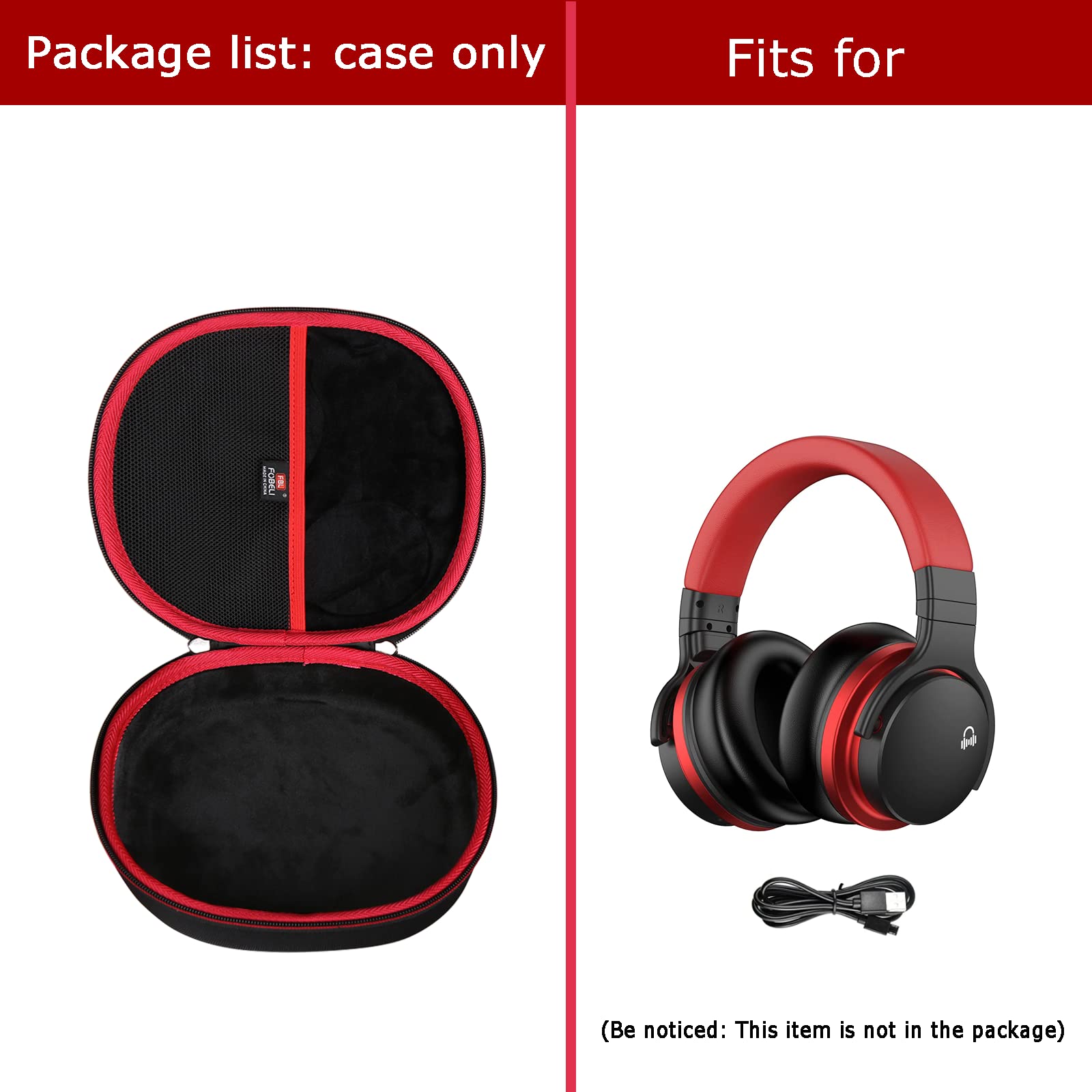 FBLFOBELI Funda rígida de EVA para auriculares MOVSSOU E7 con cancelación activa de ruido, auriculares inalámbricos Bluetooth, bolsa protectora de viaje a prueba de golpes (solo funda)