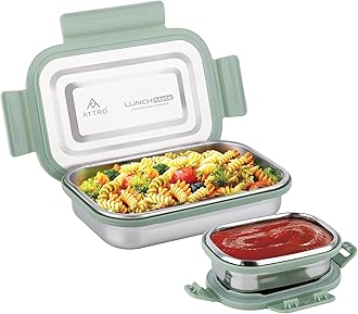Attro Lunchmate Stainless Steel Airtight Leak-Proof Lunch Box for Office, School, Picnic, 800 Ml - Green