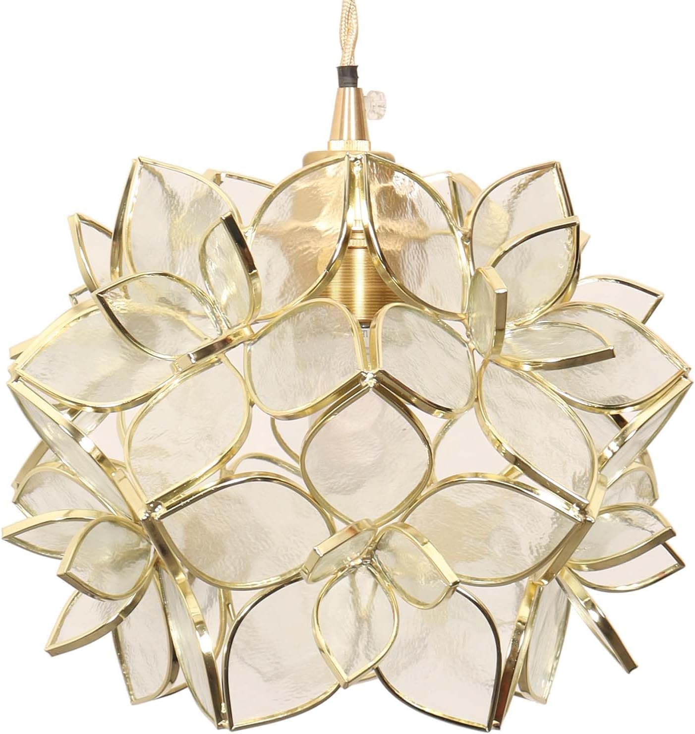Bieye L10744 Petals Tiffany Style Stained Glass Ceiling Pendant Light with 8-inch Wide Lampshade (Clear, 8" Cherry Blossom)