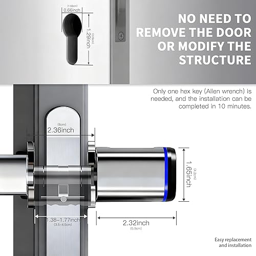 Miniatura 5 de Cerraduras de puerta inteligentes Huella dactilar IC Tarjeta clave Aplicación de teléfono celular Cerraduras electrónicas inteligentes para el hogar