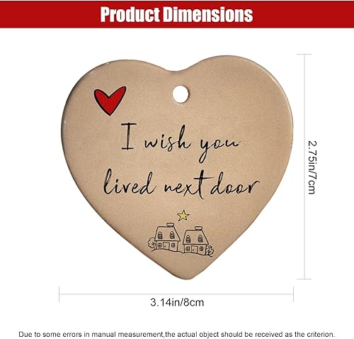 Miniatura 2 de Adorno de cerámica en forma de corazón de I Wish You Lived Next Door  Regalo de amistad y hermandad  Decoración para colgar en la pared con cinta