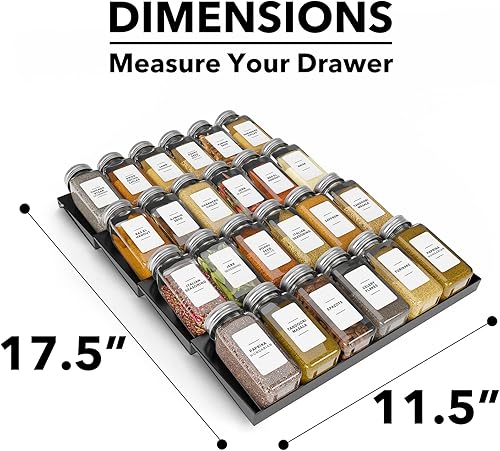 Miniatura 4 de SpaceAid Spice Drawer Organizer with 24 Spice Jars, 378 White Minimalist Spice Labels, 4 Tier Seasoning Rack Tray Insert for Kitchen Drawers, 11.25"
