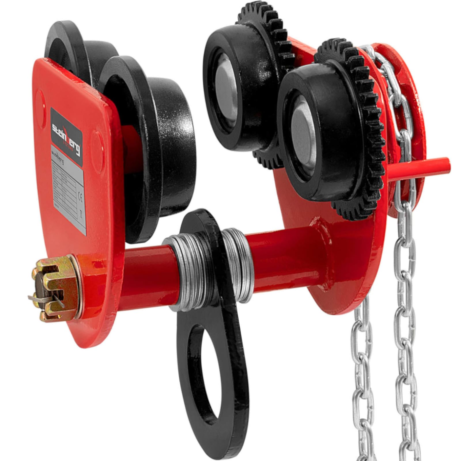 Steinberg Systems Carro para Polipasto Carrito SBS-RT-3000C (Capacidad de Carga: 3.000 kg, Rango de Ajuste: 90-130 mm, Acero al Carbono)