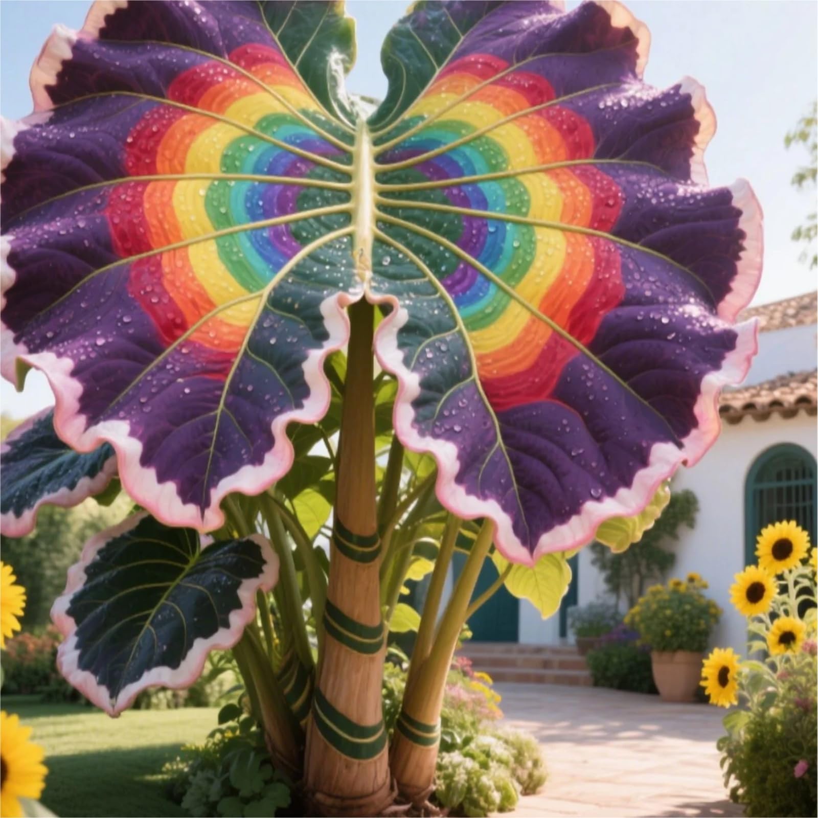 Perennial,Striking Elephant Ear Bulbs with Multi-Purpose Decor Value/Striking Landscape Bulbs for Yard Display-8rhizome-A