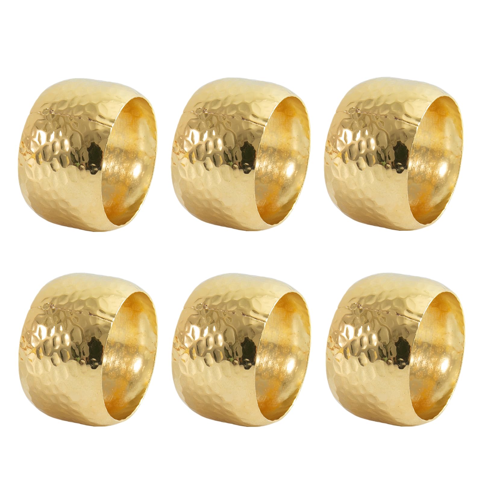 6 PCS Napkin Rings, Gold Napkin Holders for Wedding & Thanksgiving, Exquisite Metal Round Napkin Rings for Dinner Table Decor, Party, Valentines Day