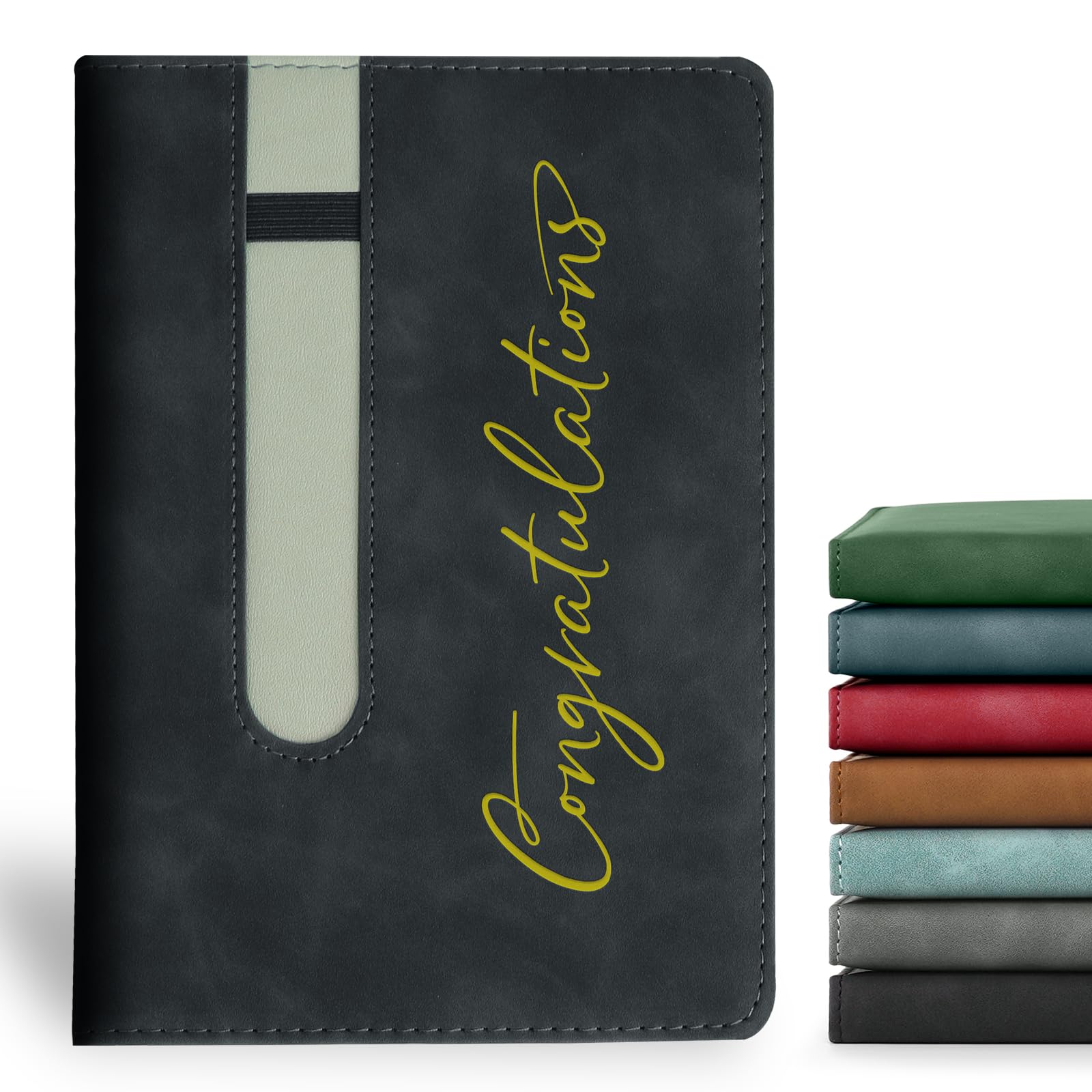ENOMY A5 Personalised Notebook Custom Notebooks Waterproof Leather Hardcover Personalized Journal for Men Women Lined 240 Pages Notebook for Business Work College Support Logo Text Photo Black