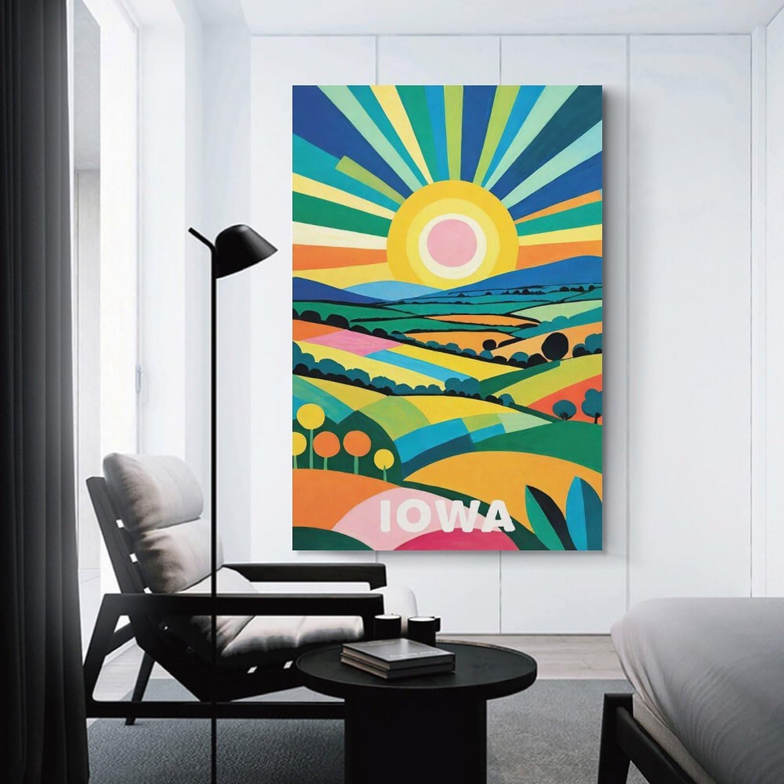 Junmoney Vibrant Iowa Art Print Decorative Wall Artwork 20x30inch(50x75cm), for New Homes, Bedrooms Or Workspaces, A Wall Art Gift for Fresh Interiors