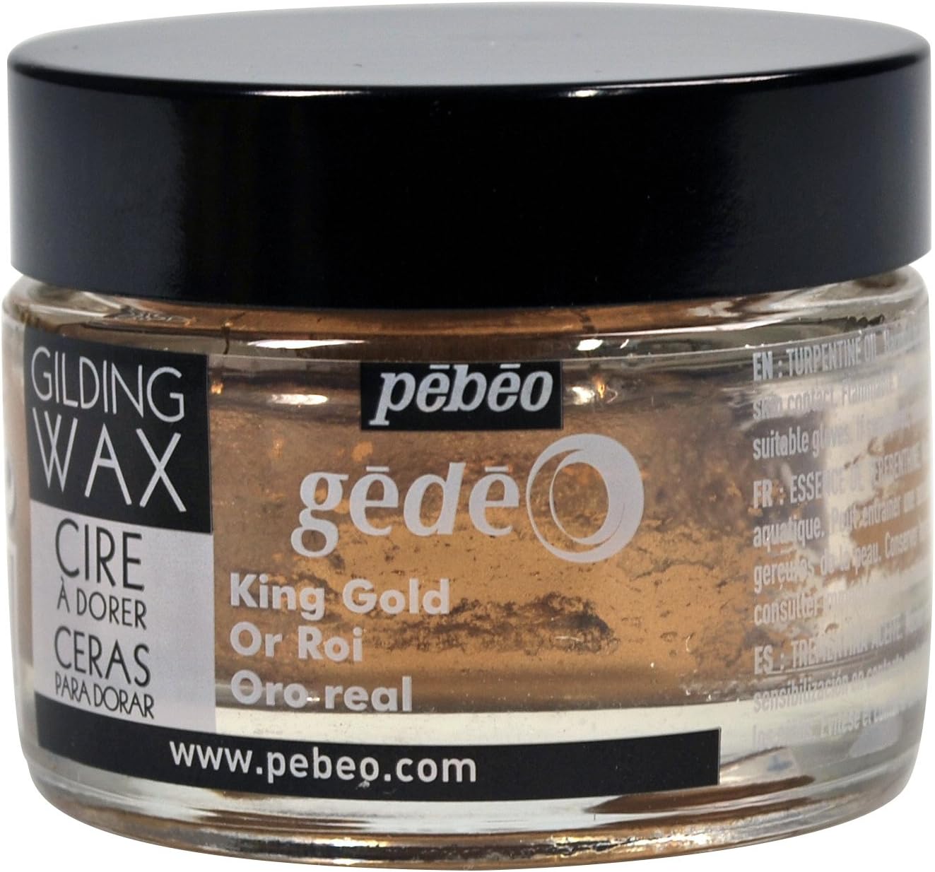 Pebeo Gilding Wax - Metallic Gilders Paste, Antiquing Wax for Furniture, Plaster, Glass, Paper, Metal, and More, Art and Craft Supplies, 5.6 Ounce Jar, King Gold