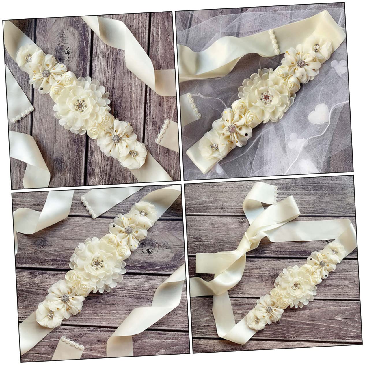LIFKOME 2piezas Cinturón Decorativo De Flores Para Mujer Sash De Embarazo y Fotografía Cinturón De Vestido De Fiesta