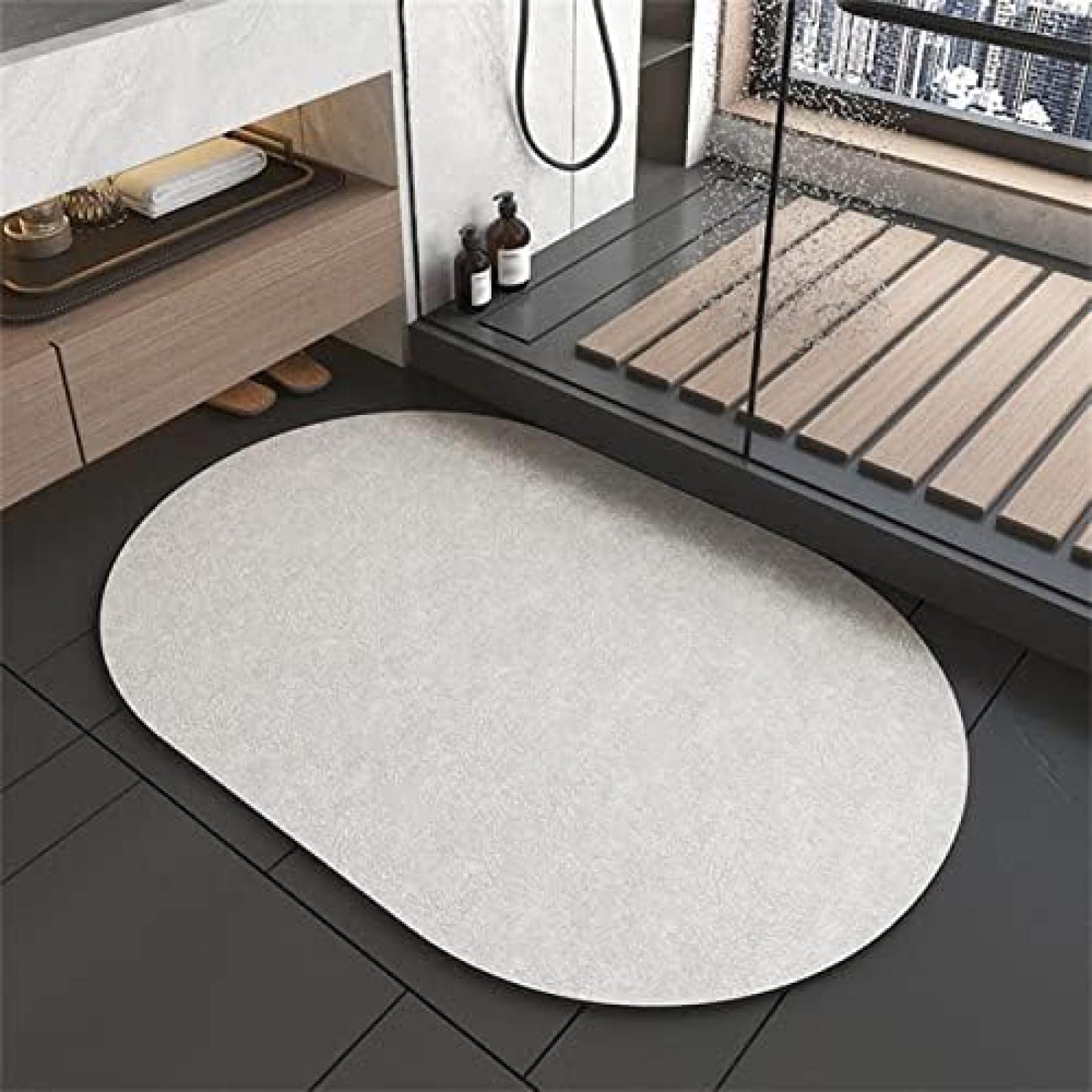 Tapis de salle de bain antidérapant super absorbant diatomite séchage rapide douche
