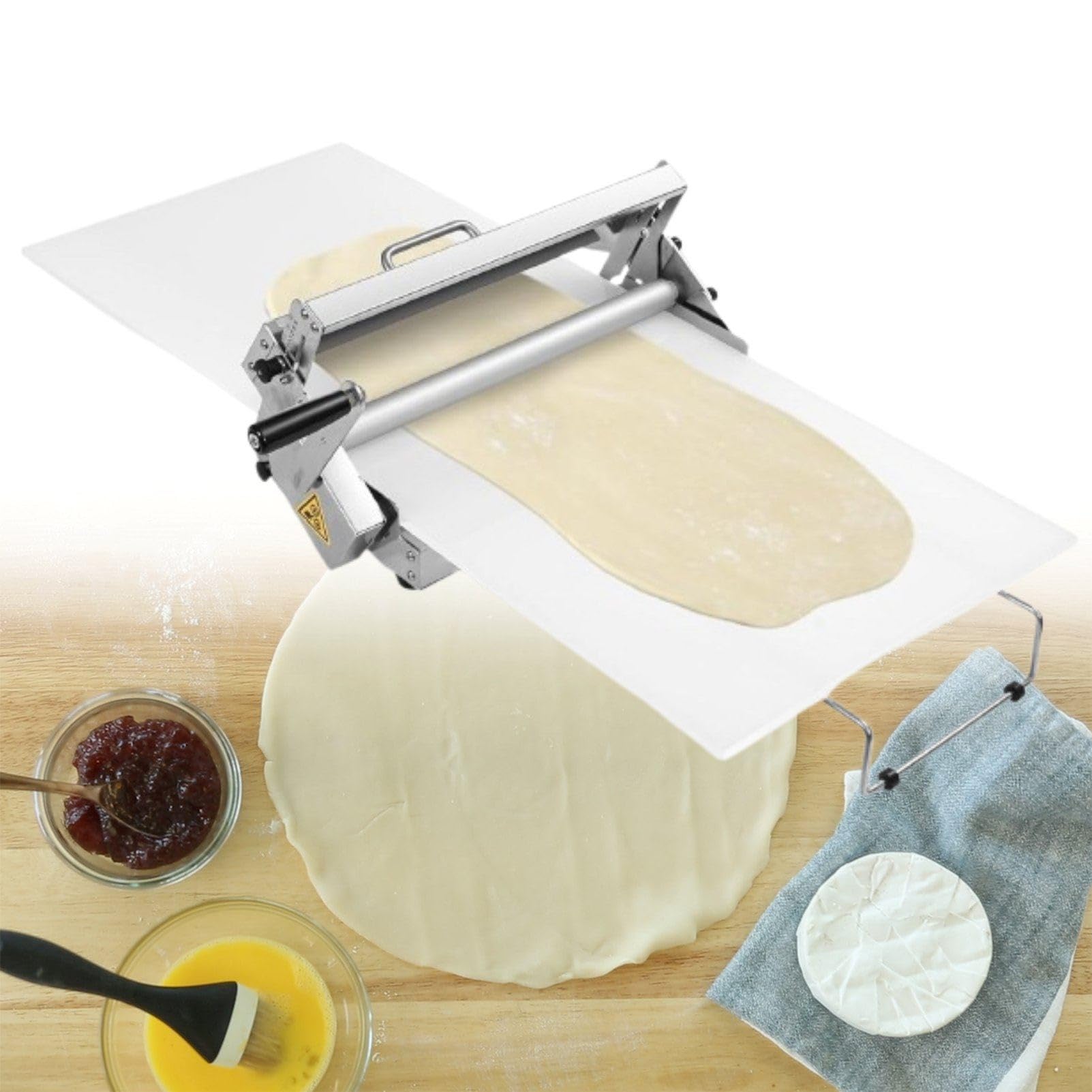 Rodillo de repostería de acero inoxidable reversible para pizza, cruasanes, laminación de masa