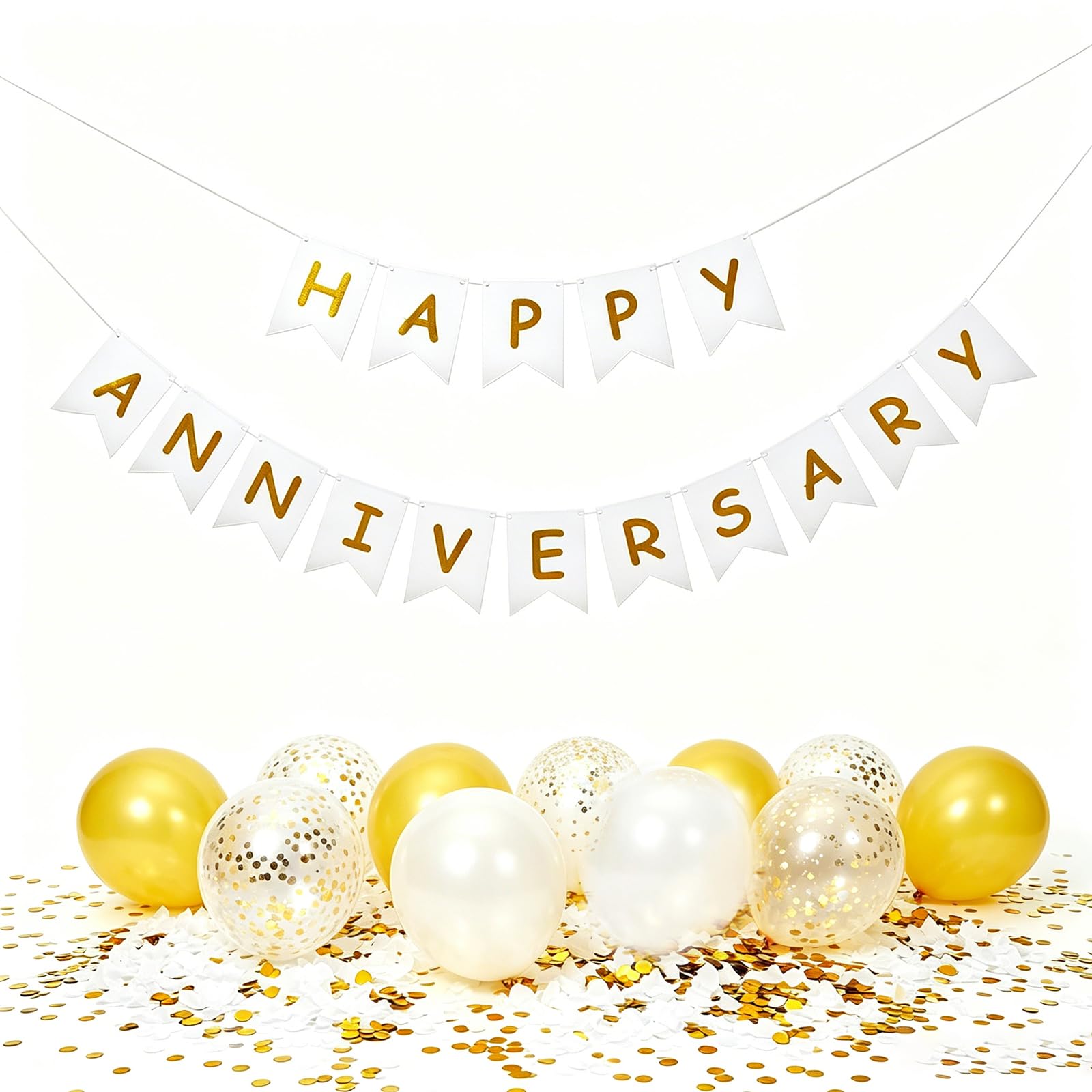 40PCS Happy Anniversary Balloons with Happy Anniversary Banner, Happy Anniversary Decorations for Indoor and Outdoor Wedding Reception & Home Celebration Anniversary (Multicolored)
