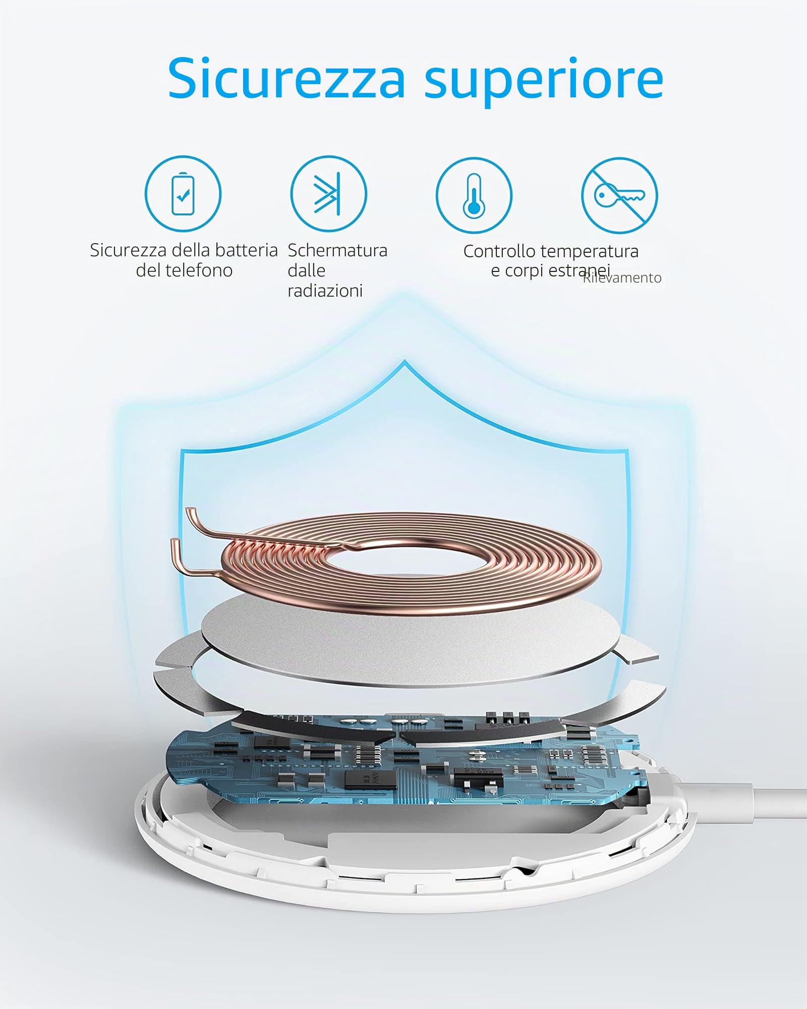 Anker Caricabatterie Wireless Magnetico Cavo USB-C Integrato da 1,5 m, Base Pad Lite Magnetica PowerWave Solo per iPhone 12/12 Pro/12 PRO Max/12 Mini (Senza Adattatore CA)