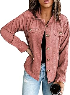 2025 - Chaqueta de pana para mujer de moda con cuello inferior y bolsillos de manga larga con botones
