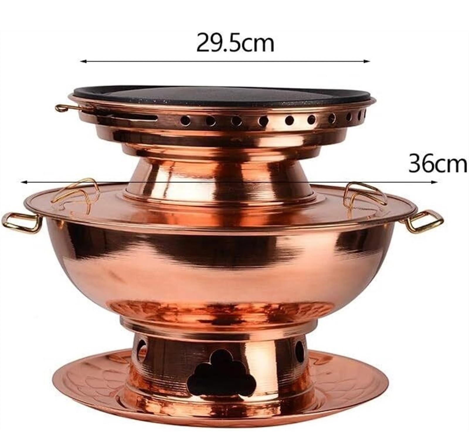 INUUXLG Chinese Hotpot Chinese Copper Thickened Hot Pot Boiling and Rinsing Dual-Purpose Pot Heating Copper Hot Pot(34cm) (A 36cm)