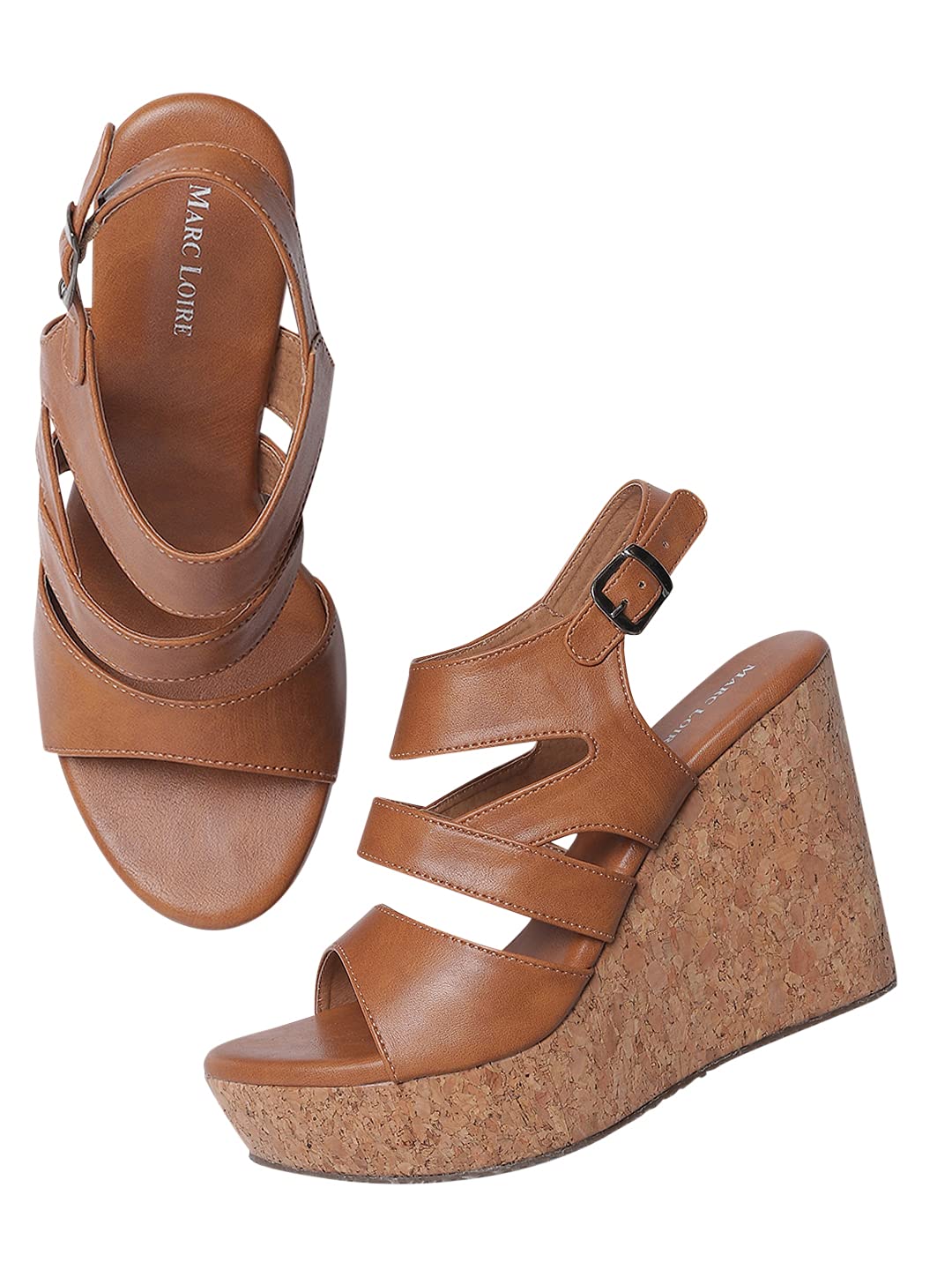Marc Loire Womens Tan Brown Fashion Sandal High Heel Wedges for Party, UK 8 (B0923122Q9) Amazon Price History, Amazon Price Tracker