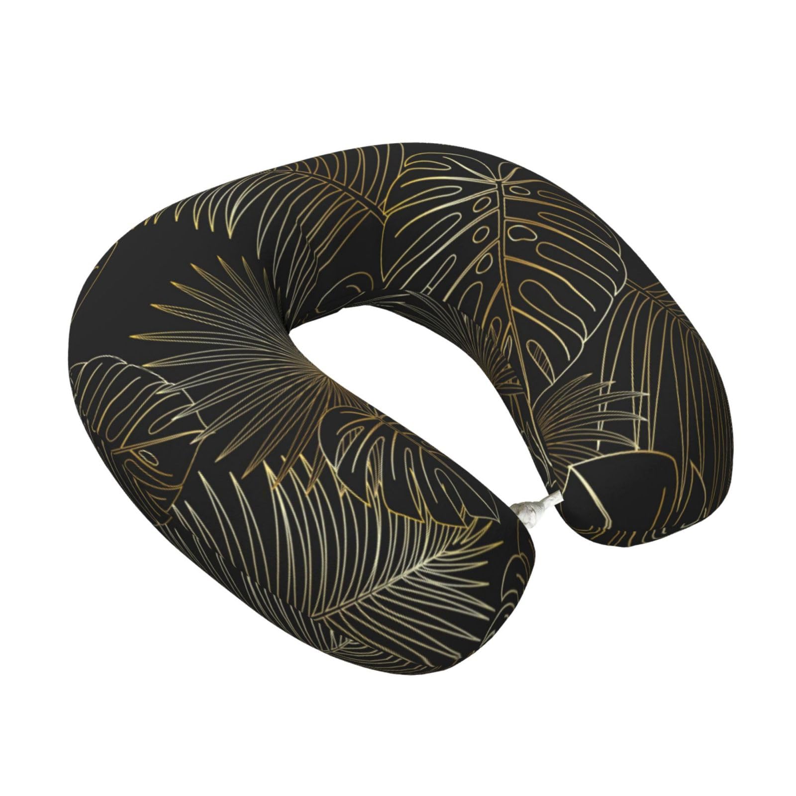 LKYMOH Exotic Jungle Tropical Golden Palm Leaves, Travel Neck Pillow U-Shaped Memory Neck Support Soft Comfortable With Washable Cover For Airplane Car Traveling and Office