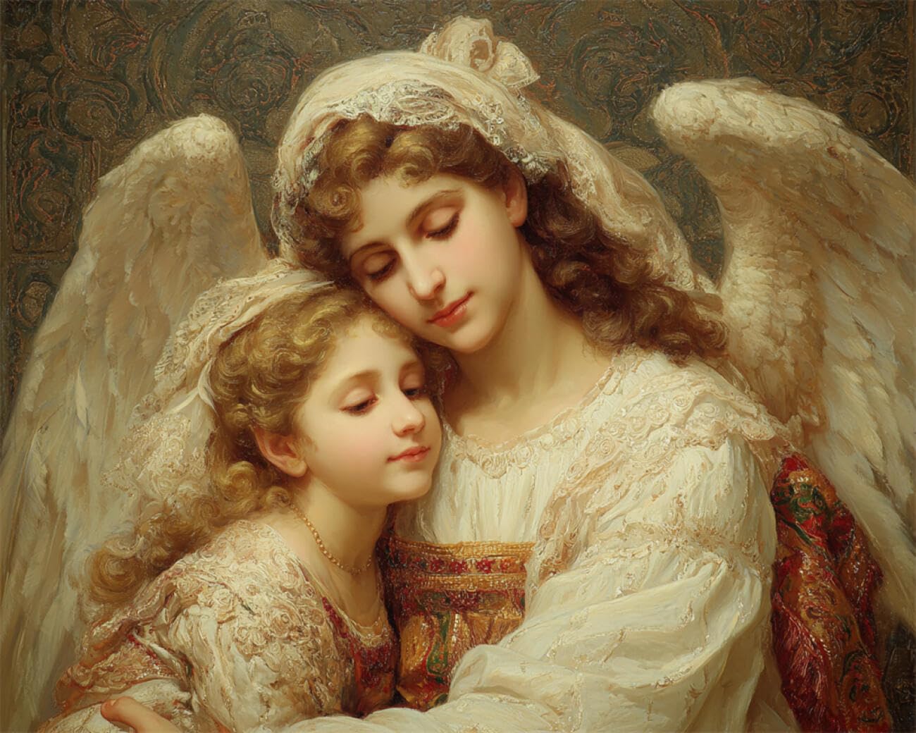 RKFLGEW 14CT Counted Cross Stitch Kits Angels and Girls Cross Stitch Starter Set for Adults DIY Needlepoint Kits Embroidery Patterns Home Decoration 40x50cm