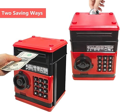 Miniatura 8 de Alcancía - Mini ATM electrónico para niños, papel de desplazamiento automático, caja de ahorro, bloqueo de código de contraseña para niños y niñas,