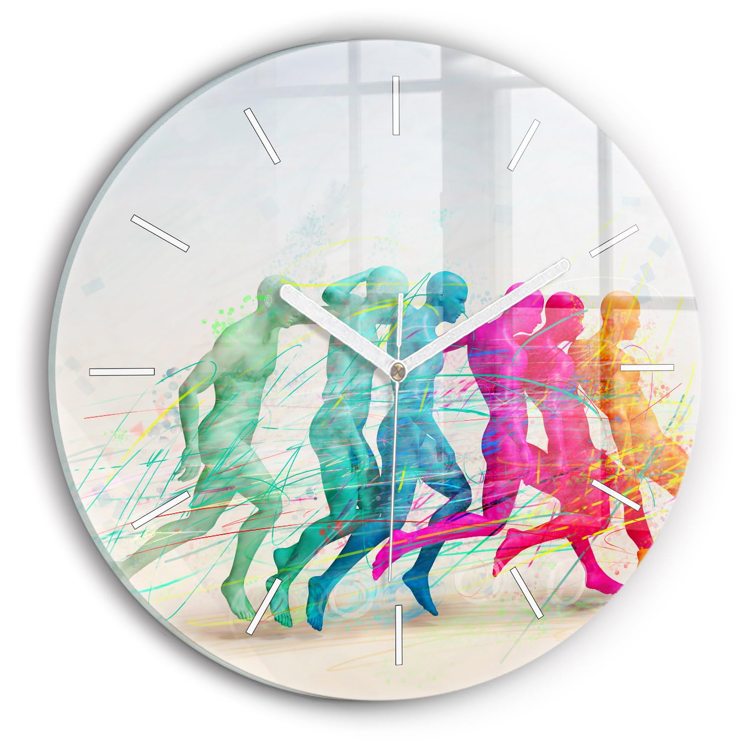 Horloge moderne Wallfluent 30 cm pour Décoration Murale Silencieuse en Verre