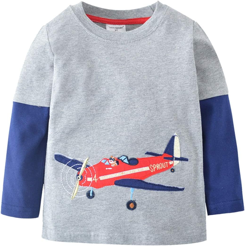 Little Boy Helicopter Long Sleeved T-Shirt Cotton Clothes 4T