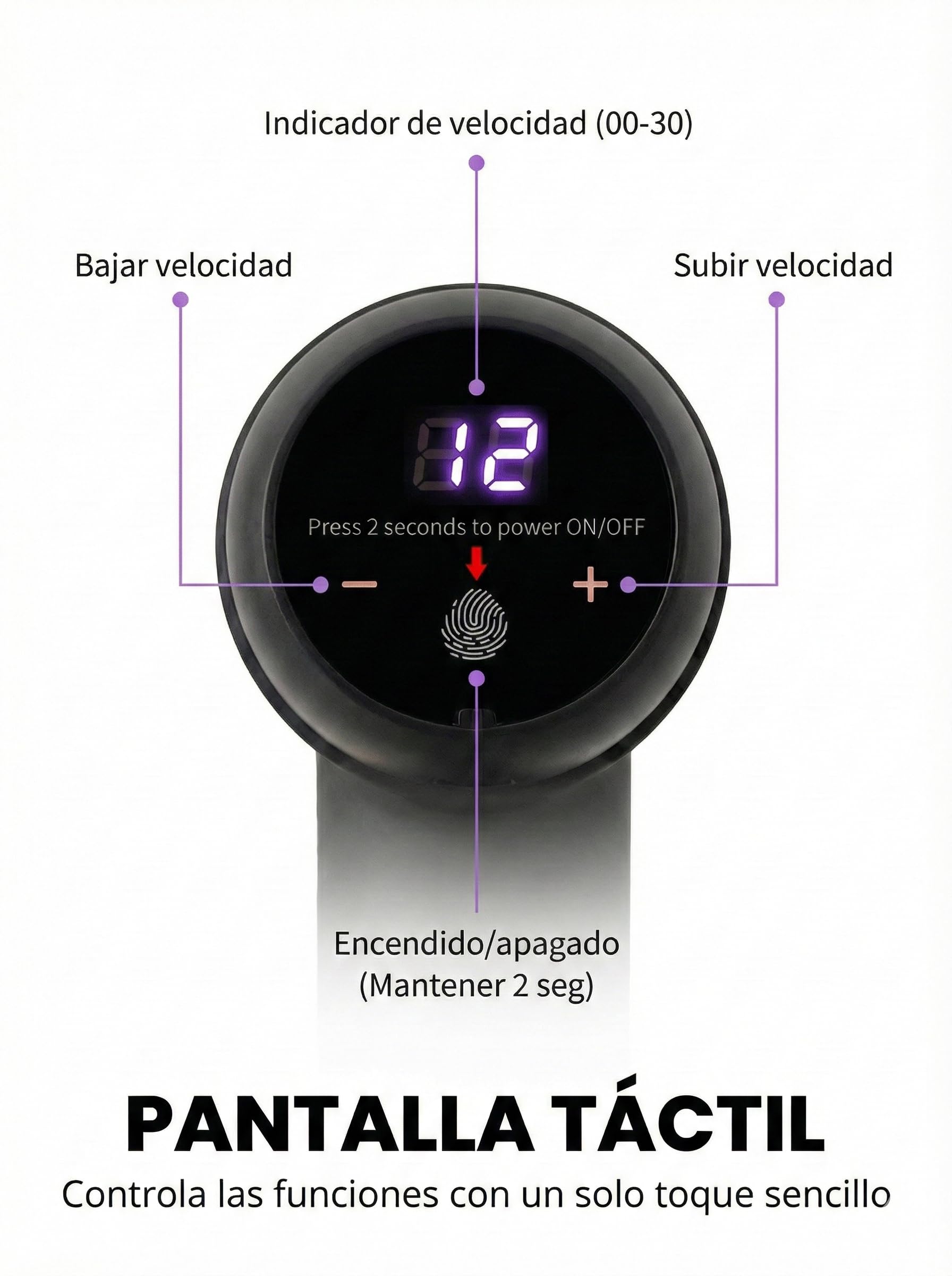 Pistola de Masaje Muscular, Masajeador Muscular Profundo con 30 Velocidades, 8 Cabezales y Pantalla LED Táctil, Masajeador Cervical, Espalda, Piernas - Regalo para Hombre, Mujer, Papá y Mamá