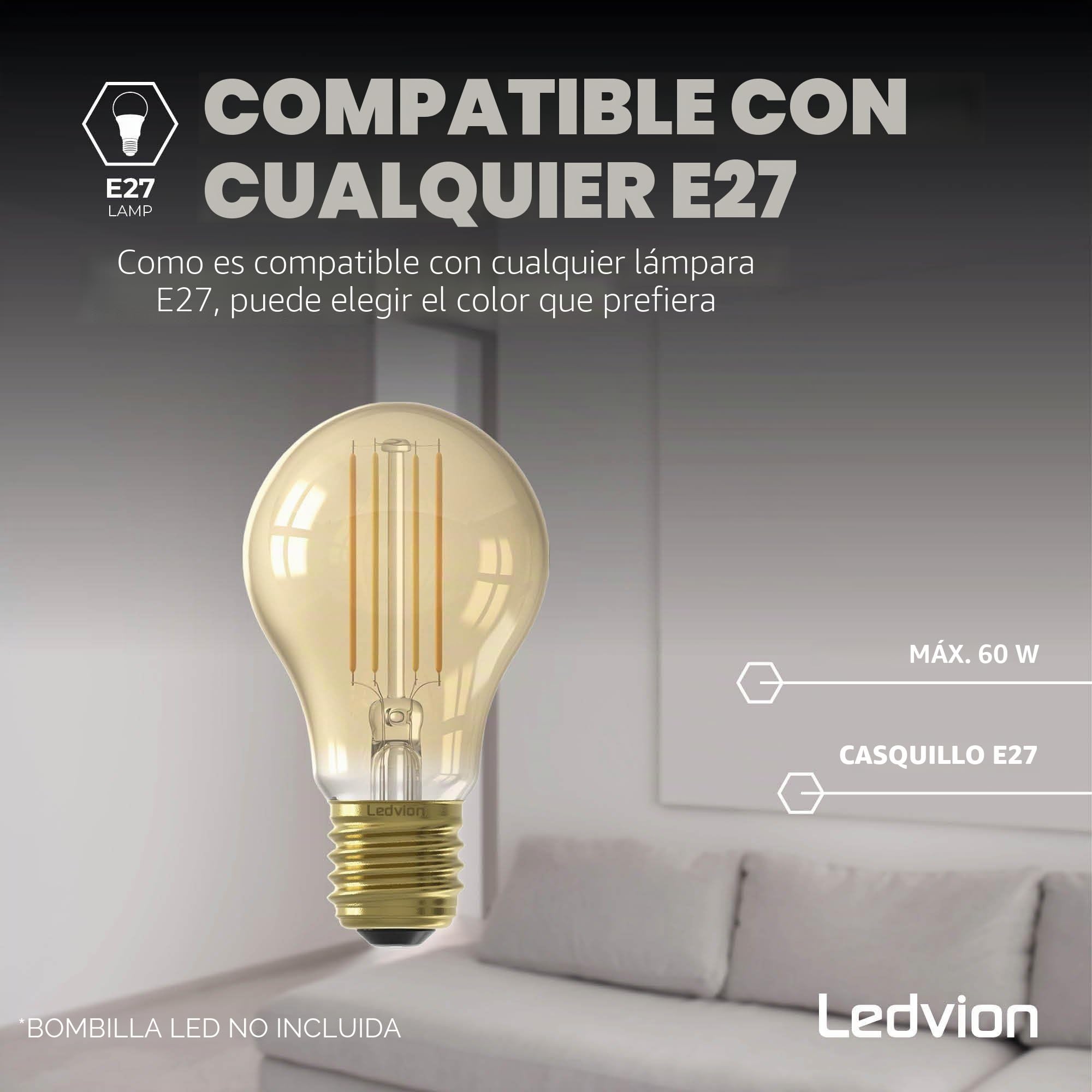 Ledvion - Lámpara de Pared LED con Sensor, Casquillo E27, IP44, Negra y Cuadrada, Lámpara Exterior, Iluminación Exterior
